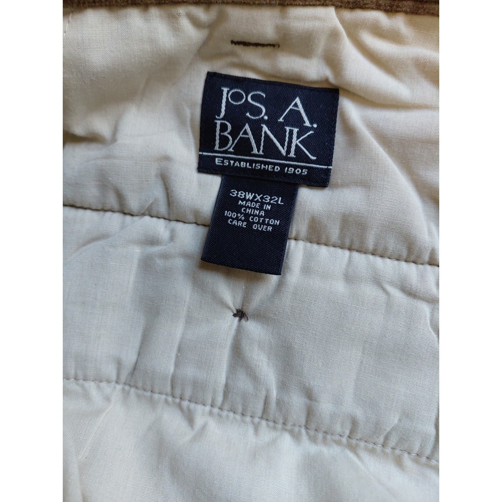 90's Jos. A Bank Wide Whale Corduroy Brown Flat Front Classic Trouser Pant 38x32 - Picture 3 of 8